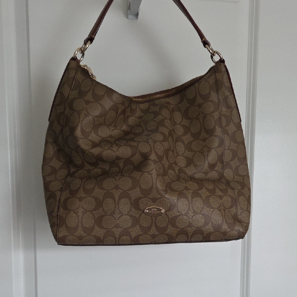 Coach Brown Patterned Hobo Bag